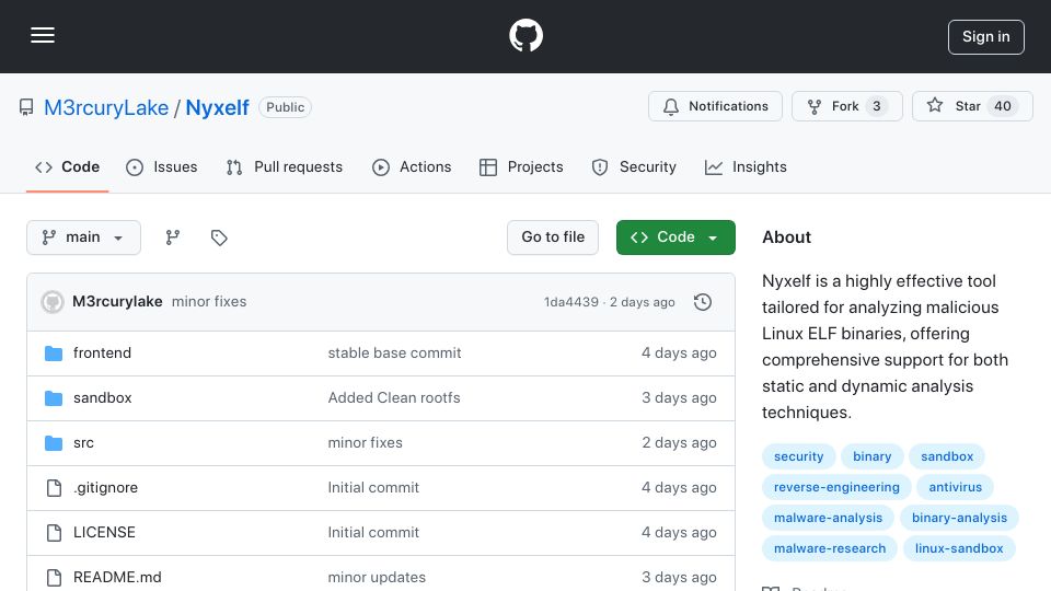 Screenshot of github.com: Show HN: Another ELF Analysis Toolkit