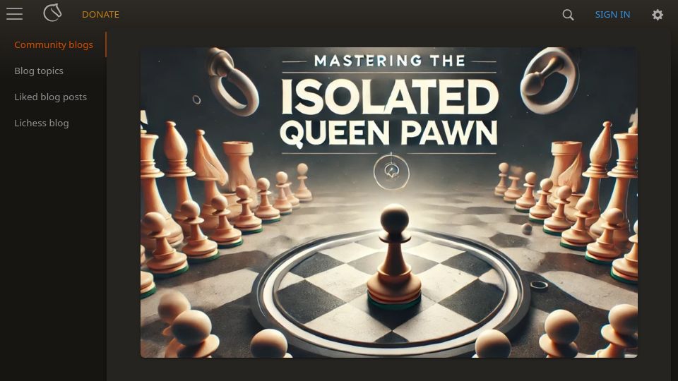 Screenshot of lichess.org: Mastering the Isolated Queen Pawn (IQP)