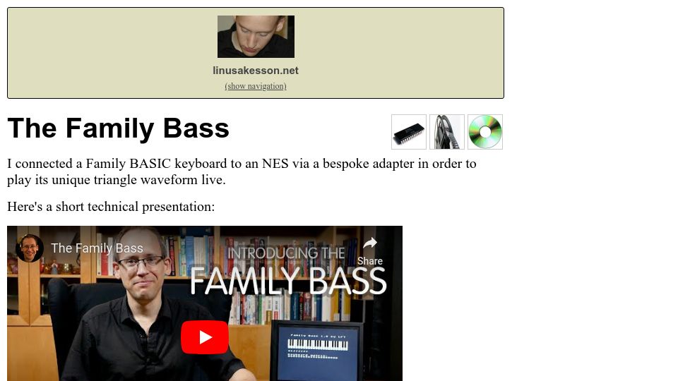 Screenshot of linusakesson.net: The Family Bass - Music with an NES