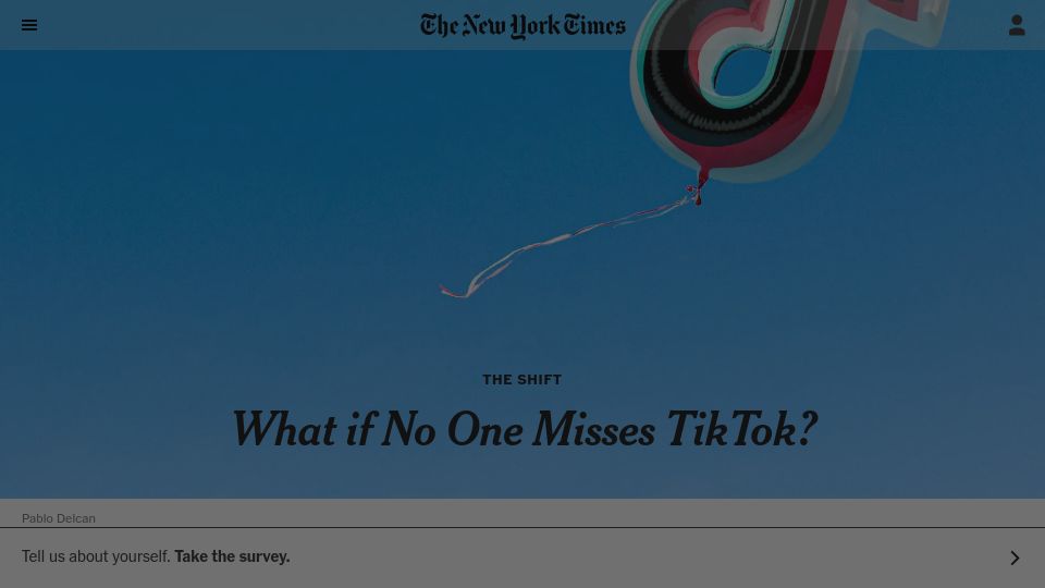 Screenshot of nytimes.com: What If No One Misses TikTok?