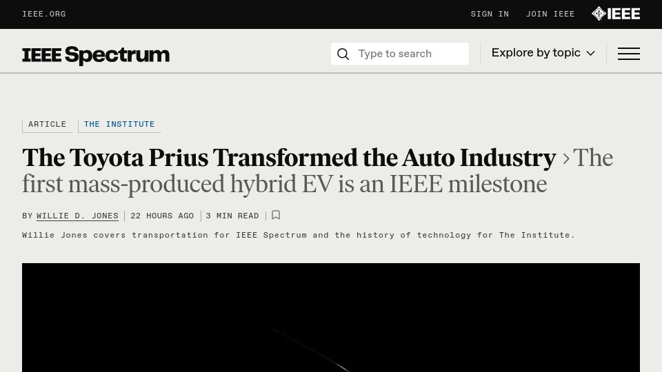 Screenshot of spectrum.ieee.org: The Toyota Prius transformed the auto industry