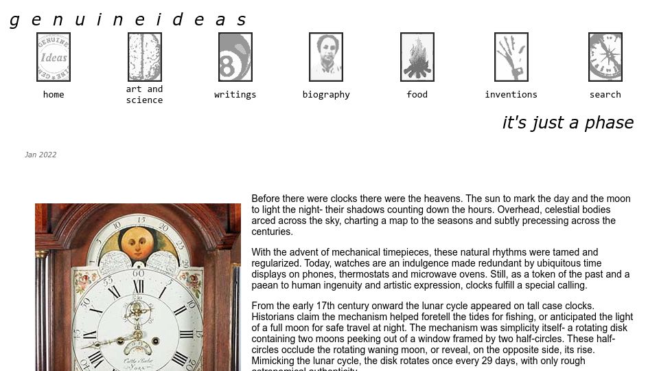 Screenshot of genuineideas.com: Lunase moon phase watch mechanism