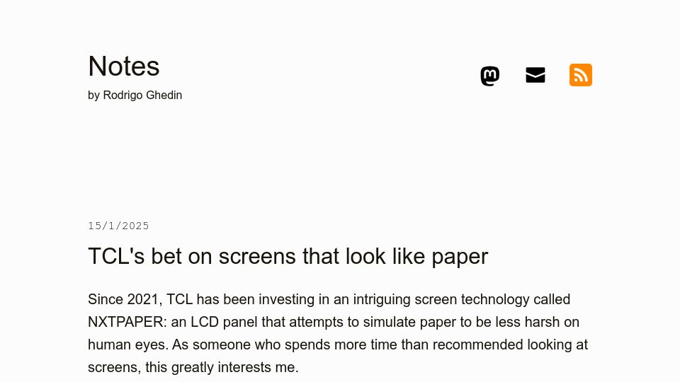 Screenshot of notes.ghed.in: TCL's bet on screens that look like paper