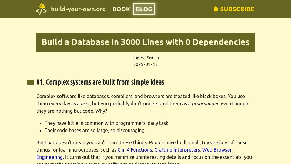 Screenshot of build-your-own.org: Build a Database in 3000 Lines with 0 Dependencies