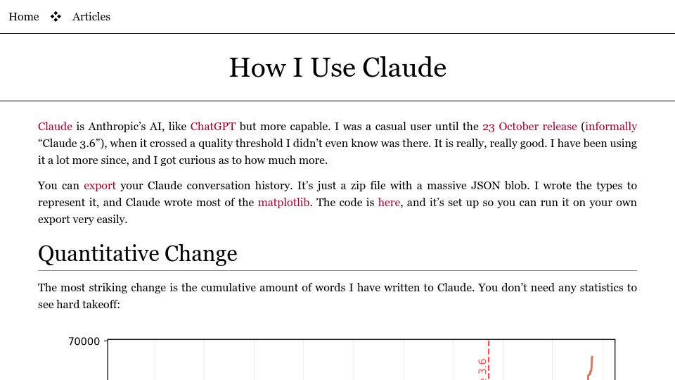 Screenshot of borretti.me: How I Use Claude
