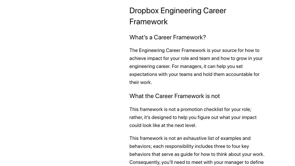 Screenshot of dropbox.github.io: Dropbox Engineering Career Framework