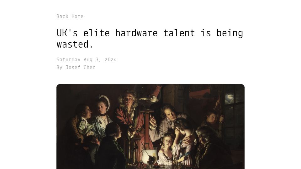 Screenshot of josef.cn: UK's hardware talent is being wasted