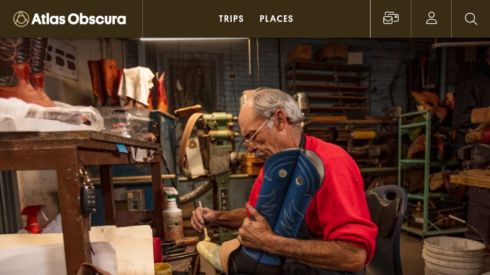 Screenshot of atlasobscura.com: The Last Cowboy Boot Masters of El Paso