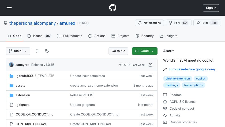 Screenshot of sansyrox.github.io: Show HN: Amurex – An open source AI meeting copilot