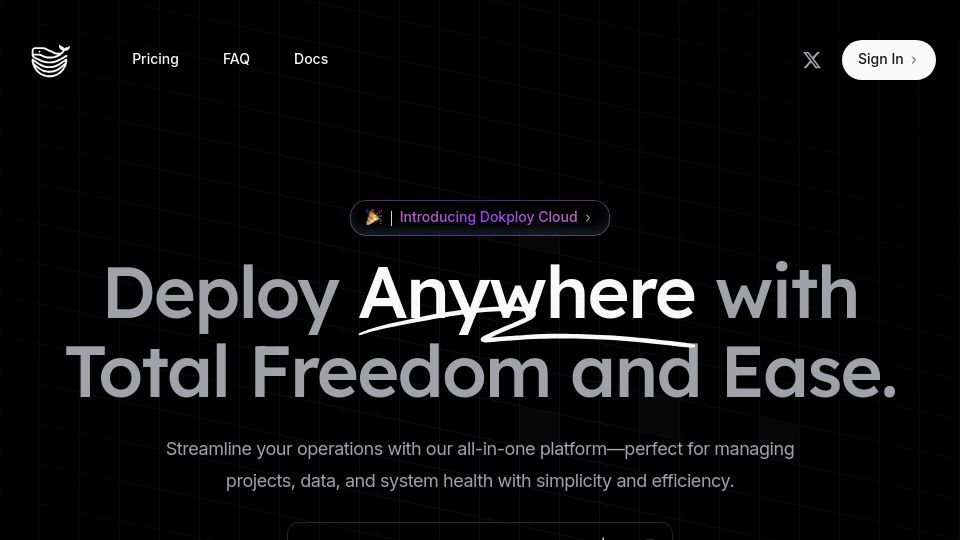 Screenshot of dokploy.com: Open Source Alternative to Vercel, Netlify and Heroku