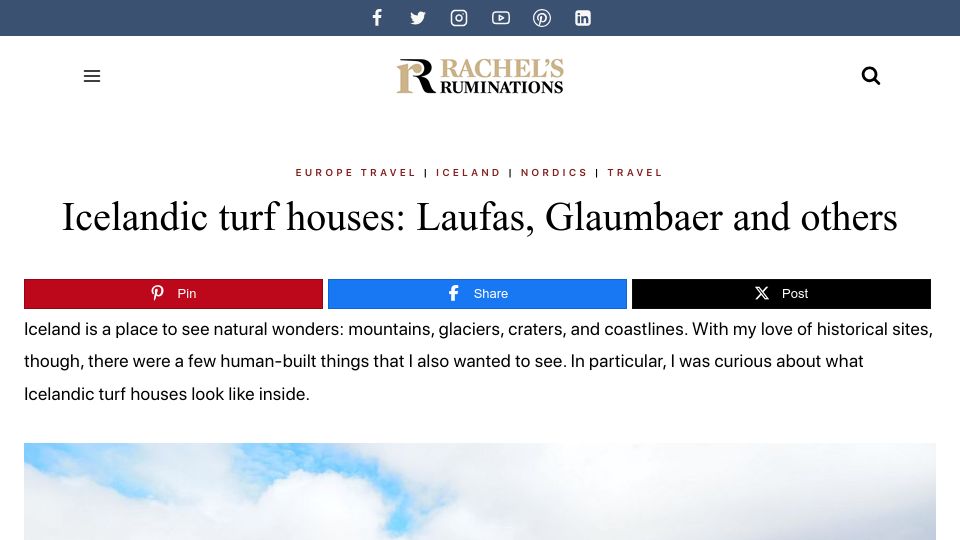Screenshot of rachelsruminations.com: Icelandic turf houses: Laufas, Glaumbaer and others