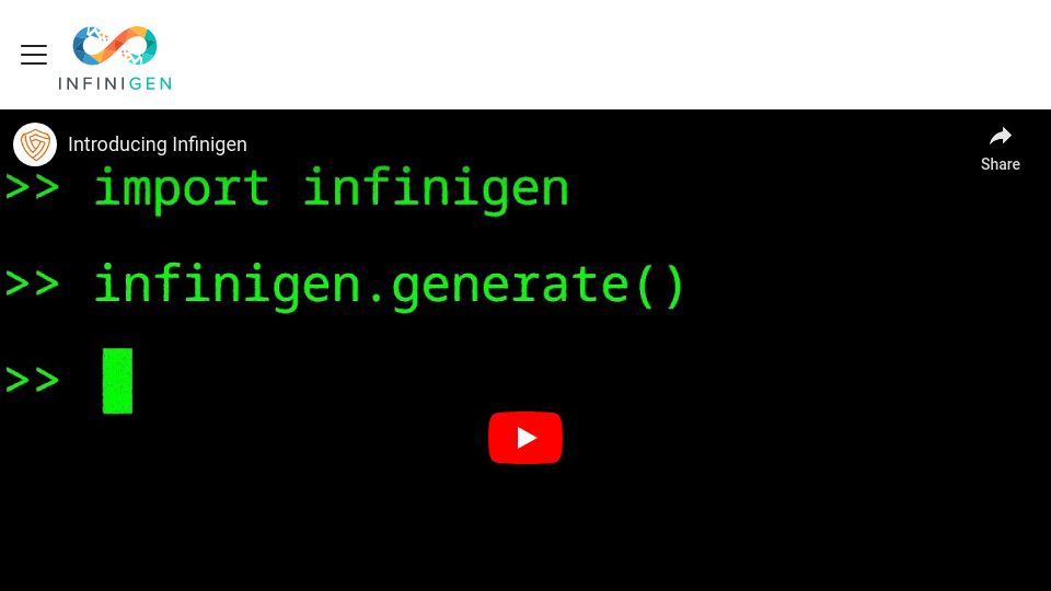 Screenshot of infinigen.org: Infinigen