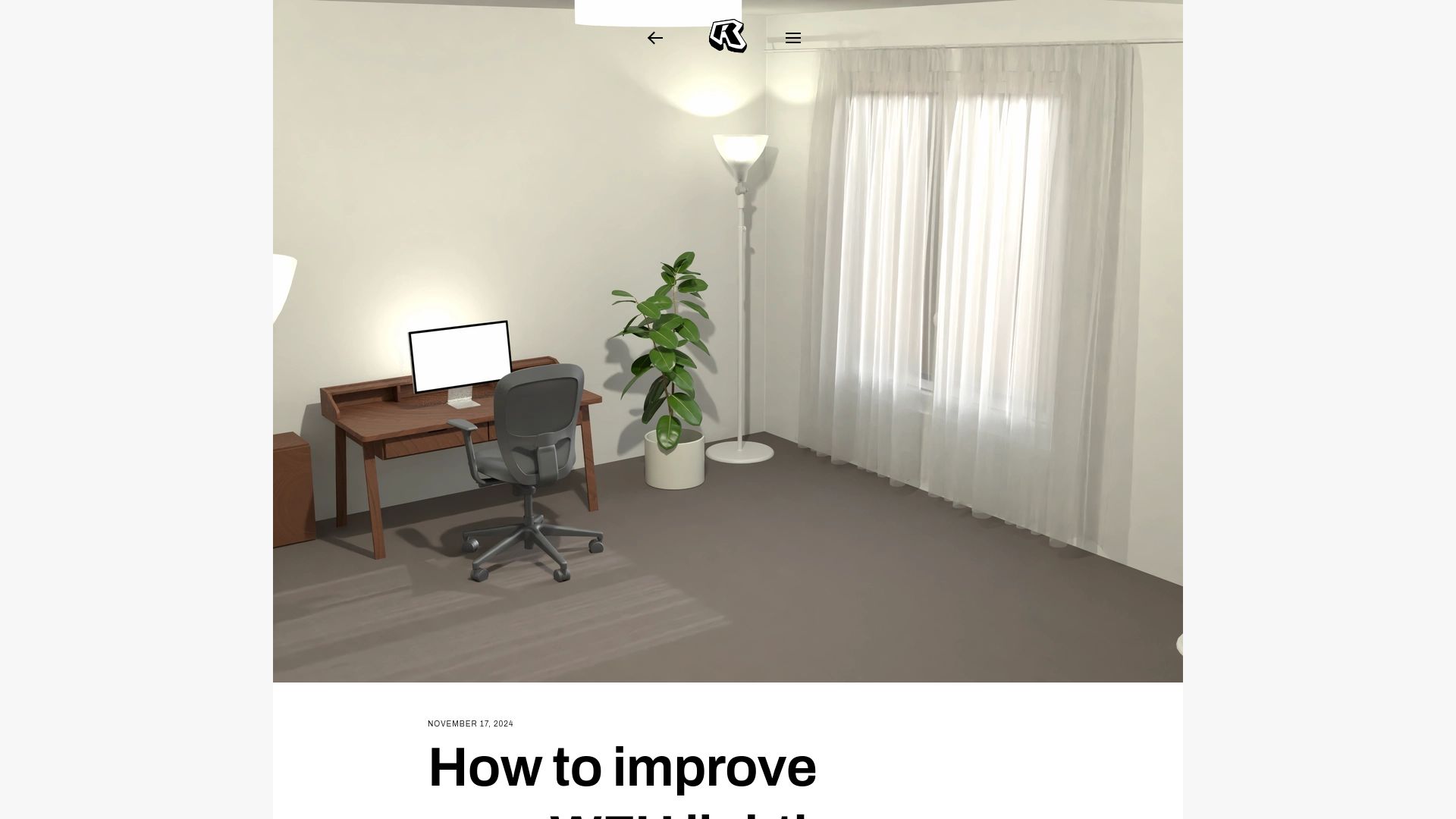 Screenshot of rustle.ca: How to improve your WFH lighting to reduce eye strain