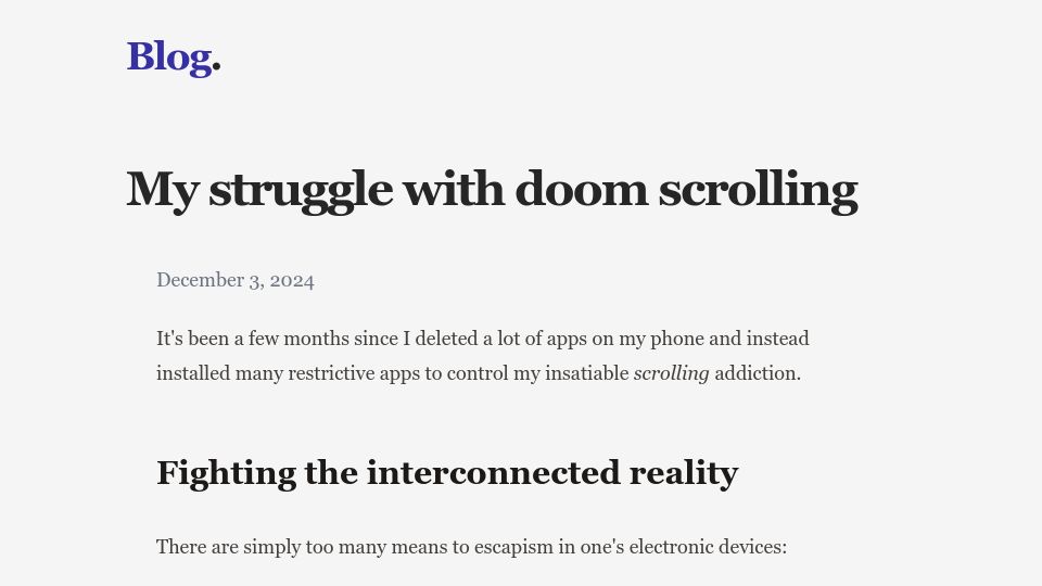 Screenshot of allthatjazz.me: My Struggle with Doom Scrolling