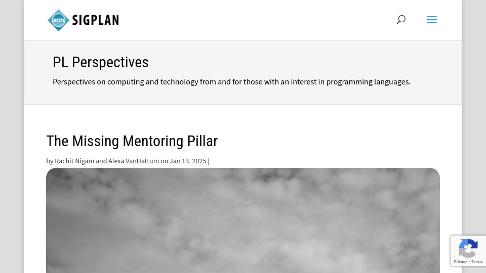 Screenshot of blog.sigplan.org: The Missing Mentoring Pillar