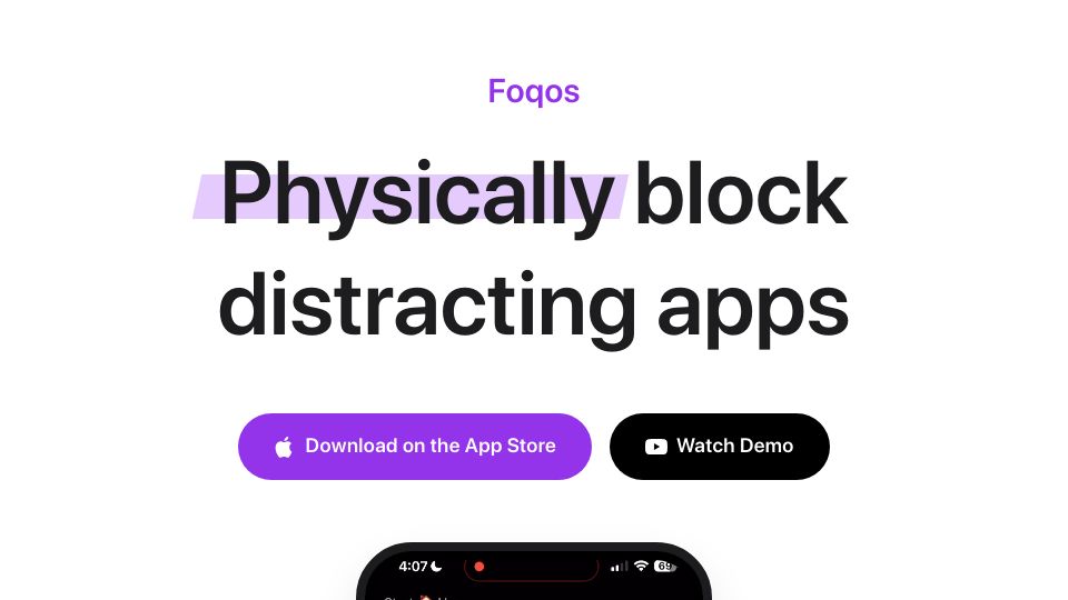 Screenshot of foqos.app: Show HN: I made a app that uses NFC as a physical switch to block distractions