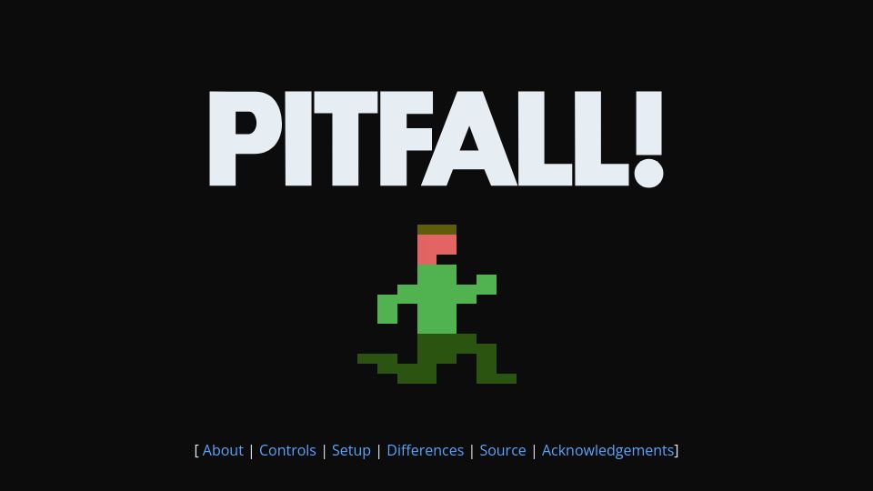 Screenshot of meatfighter.com: Open-source browser port of Pitfall from the Atari 2600
