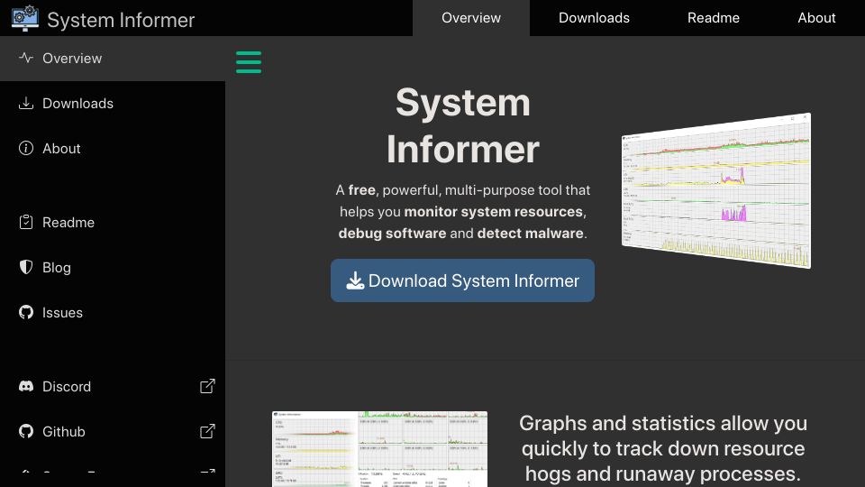 Screenshot of systeminformer.com: System Informer