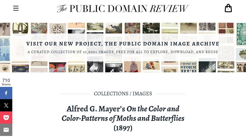 Screenshot of publicdomainreview.org: The color and color-patterns of moths and butterflies (1897)