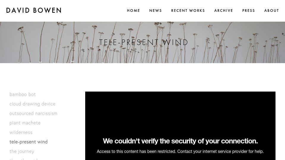 Screenshot of dwbowen.com: tele-present wind
