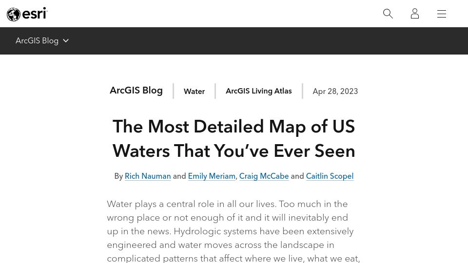 Screenshot of esri.com: The Most Detailed Map of US Waters That You've Ever Seen (2023)