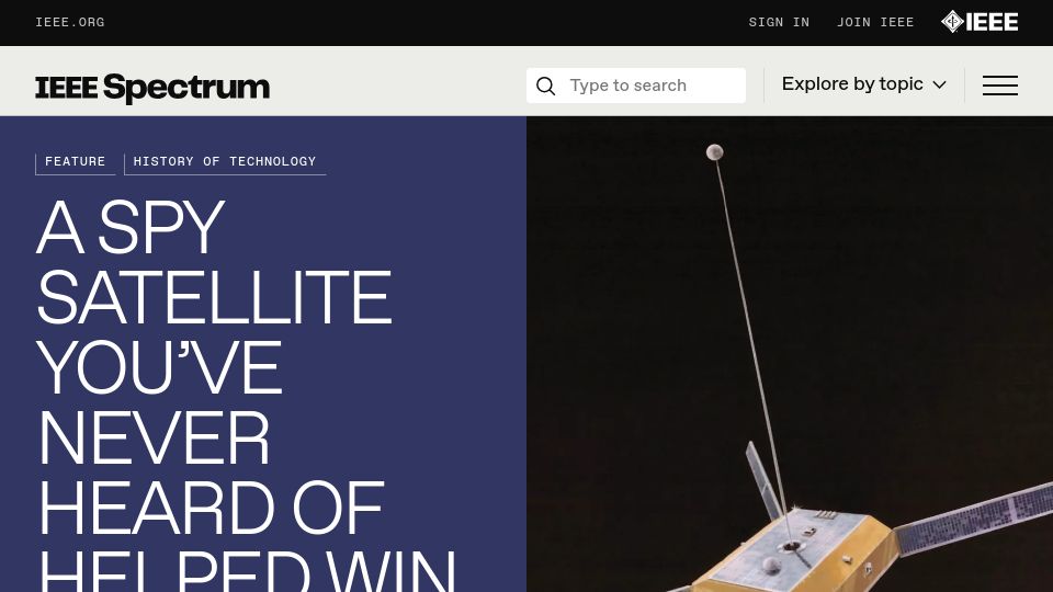 Screenshot of spectrum.ieee.org: A Cold War Satellite Program Called Parcae Revolutionized Signals Intelligence