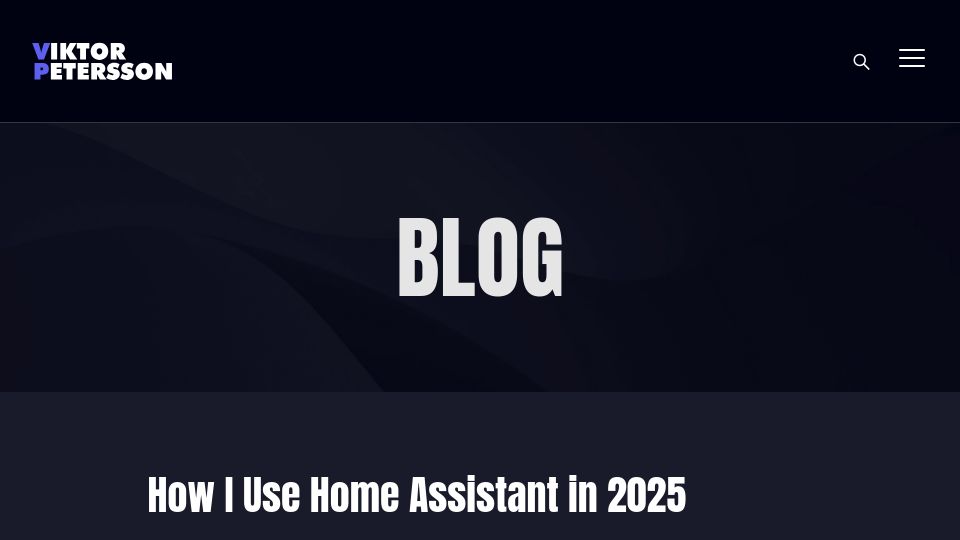 Screenshot of vpetersson.com: How I Use Home Assistant in 2025