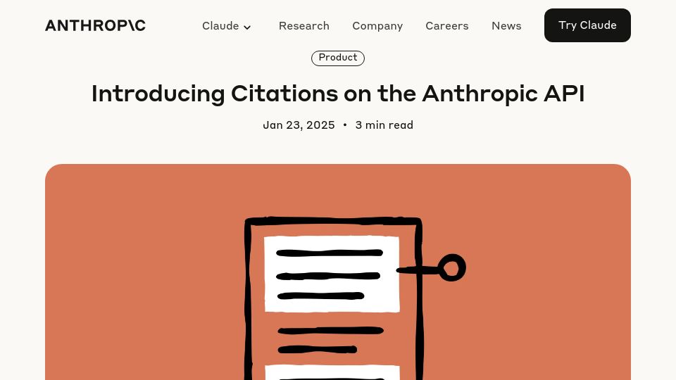 Screenshot of anthropic.com: Citations on the Anthropic API