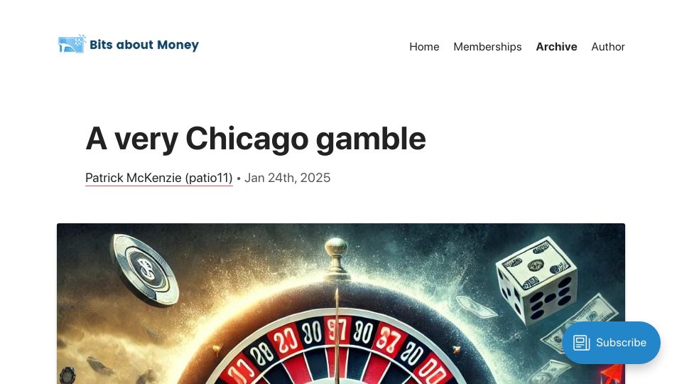 Screenshot of bitsaboutmoney.com: A very Chicago gamble