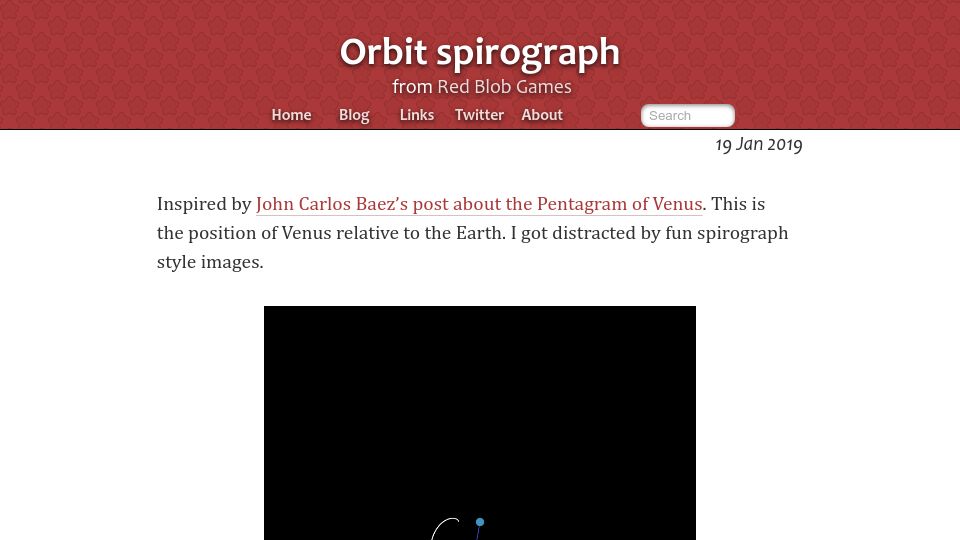 Screenshot of redblobgames.com: Orbit Spirograph (2019)