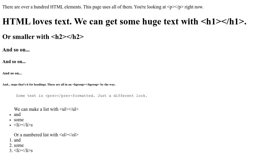Screenshot of iamwillwang.com: Every HTML Element