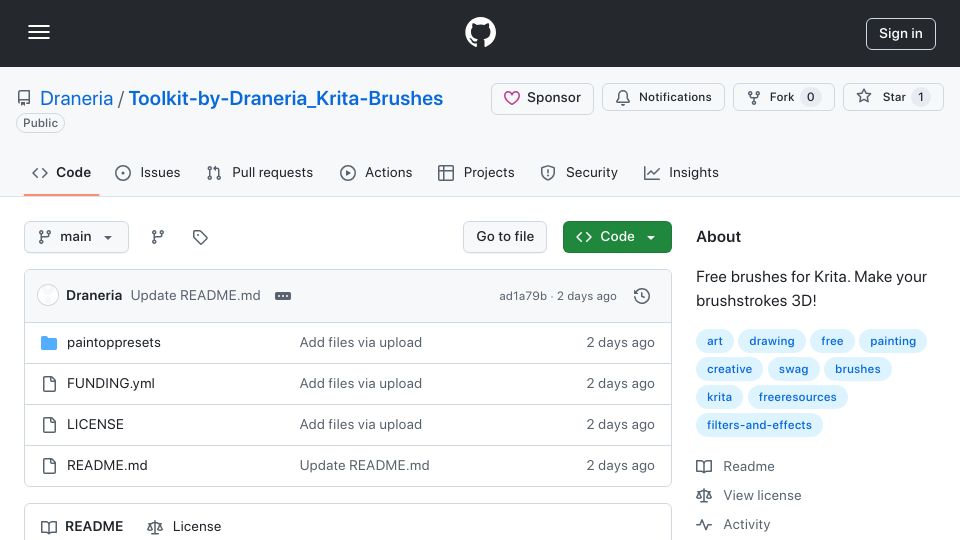 Screenshot of github.com: Show HN: Krita RGBA Tech – Exploring Filter Engines in Open-Source Art