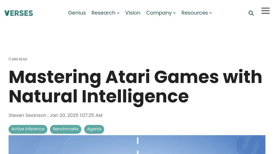 Screenshot of verses.ai: Mastering Atari Games with Natural Intelligence