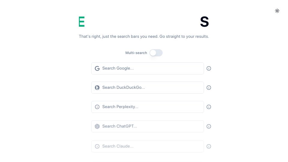 Screenshot of simplesearch.info: Show HN: SimpleSearch – Just a list of search bars