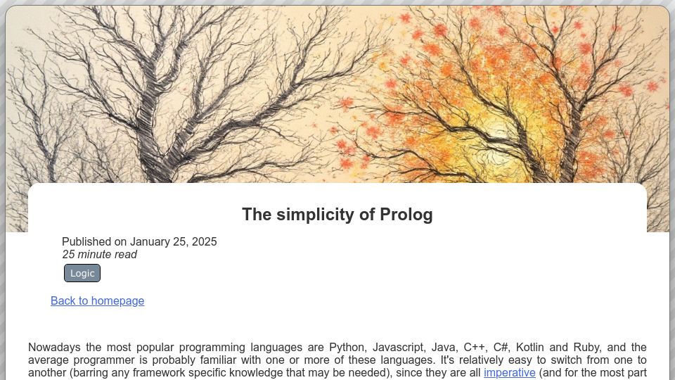 Screenshot of bitsandtheorems.com: The Simplicity of Prolog