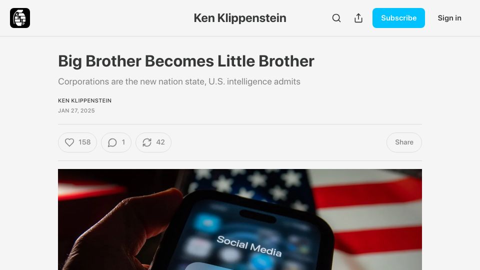 Screenshot of kenklippenstein.com: Big brother becomes little brother