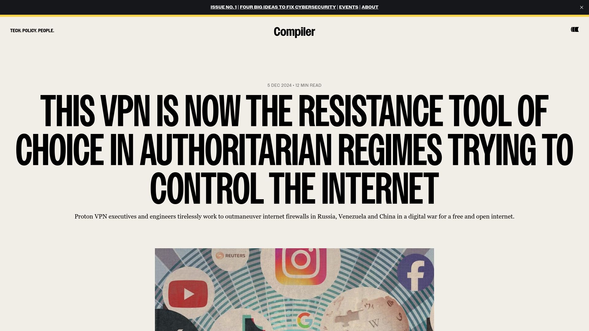 Screenshot of compiler.news: Interview with Andy Yen, CEO of Proton VPN