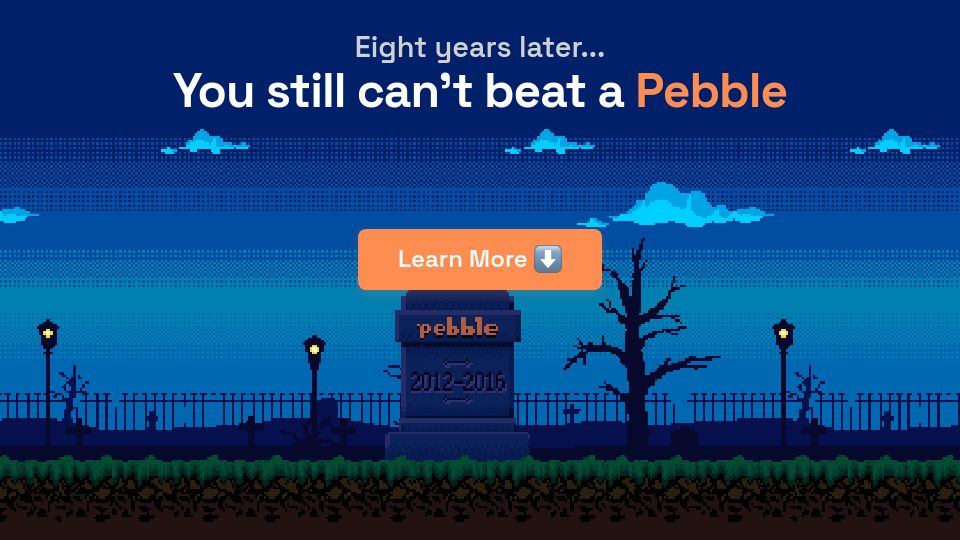 Screenshot of repebble.com: We're bringing Pebble back
