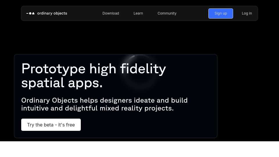 Screenshot of ordinary.space: Show HN: Making AR experiences is still painful – had to make my own editor