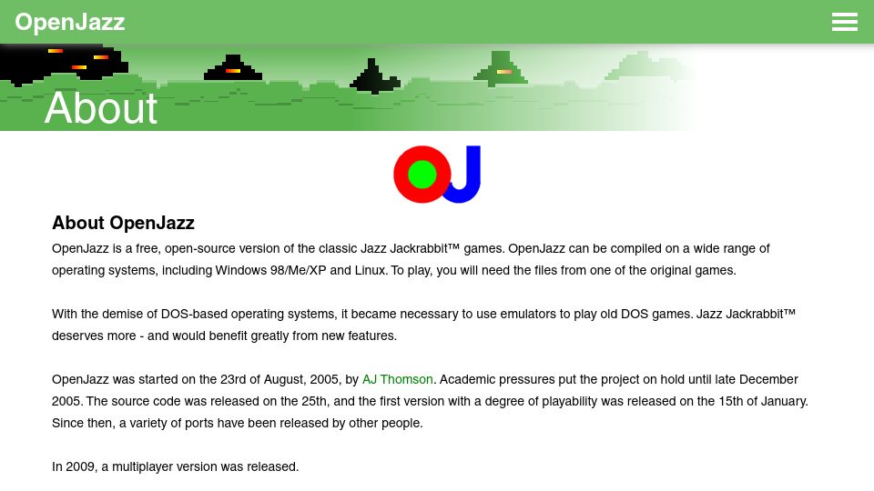 Screenshot of alister.eu: OpenJazz is a free, open-source version of the classic Jazz Jackrabbit games