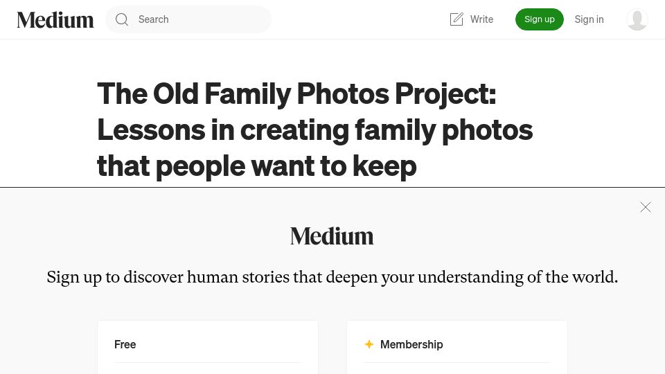 Screenshot of estherschindler.medium.com: Lessons in creating family photos that people want to keep (2018)