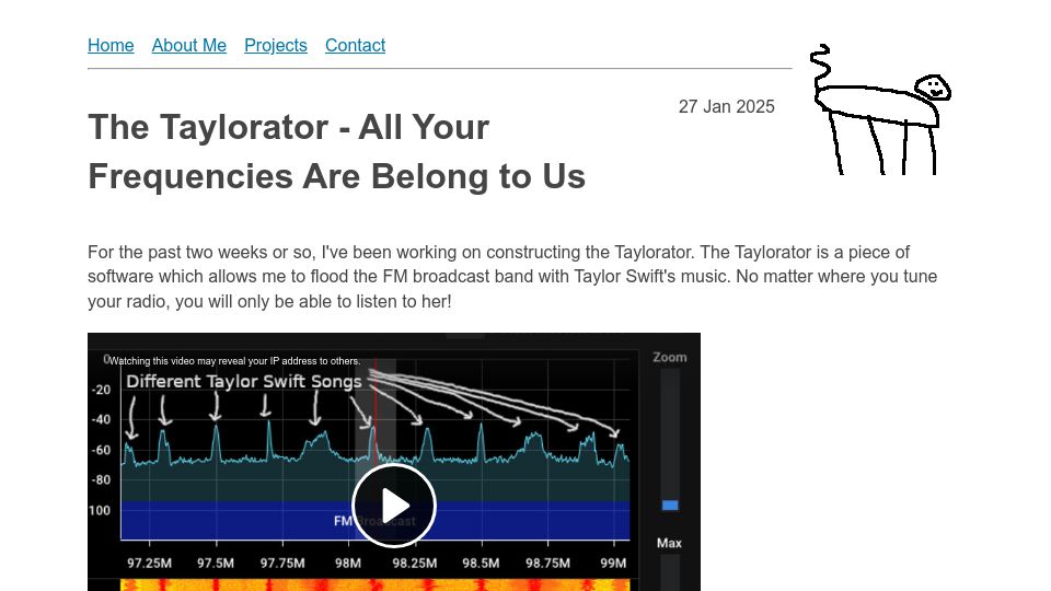Screenshot of scd31.com: The Taylorator – All Your Frequencies Are Belong to Us