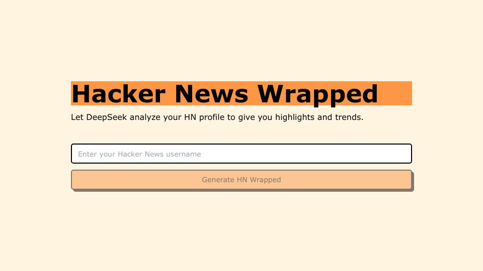 Screenshot of hn-wrapped.kadoa.com: Show HN: DeepSeek Your HN Profile