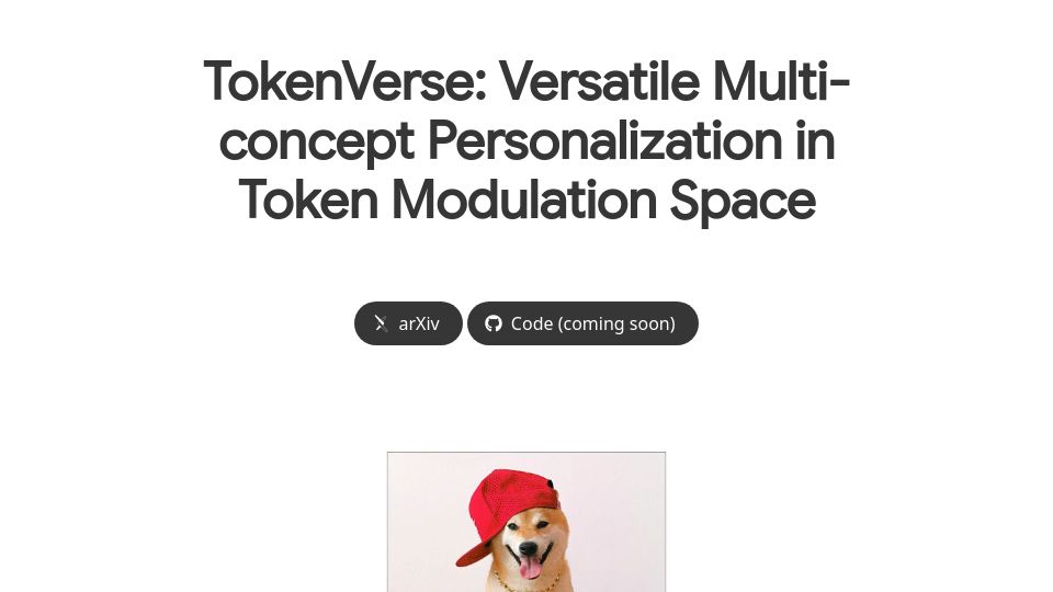Screenshot of token-verse.github.io: TokenVerse: Multi-Concept Personalization in Token Modulation Space by Google