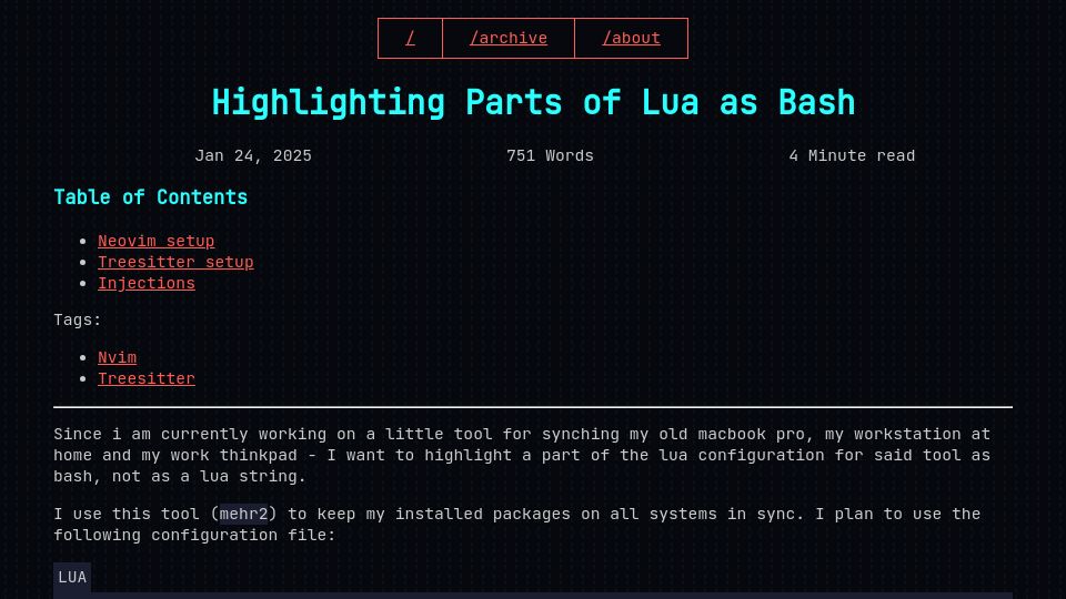 Screenshot of xnacly.me: Highlighting Parts of Lua as Bash