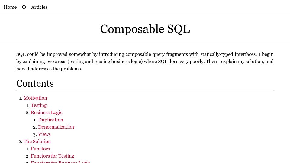 Screenshot of borretti.me: Composable SQL