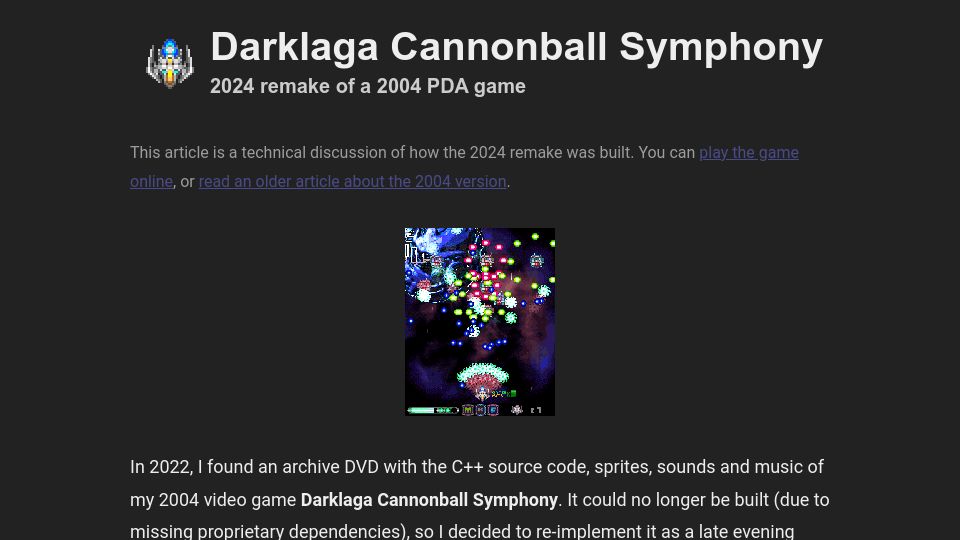 Screenshot of nicollet.net: Show HN: A remake of my 2004 PDA video game