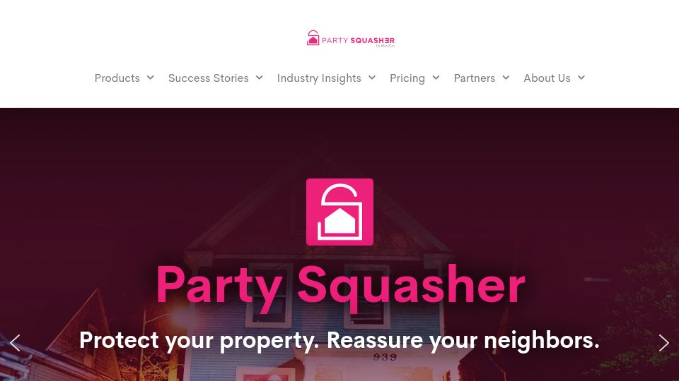 Screenshot of partysquasher.com: Party Squasher, the first guest occupancy counter for homes