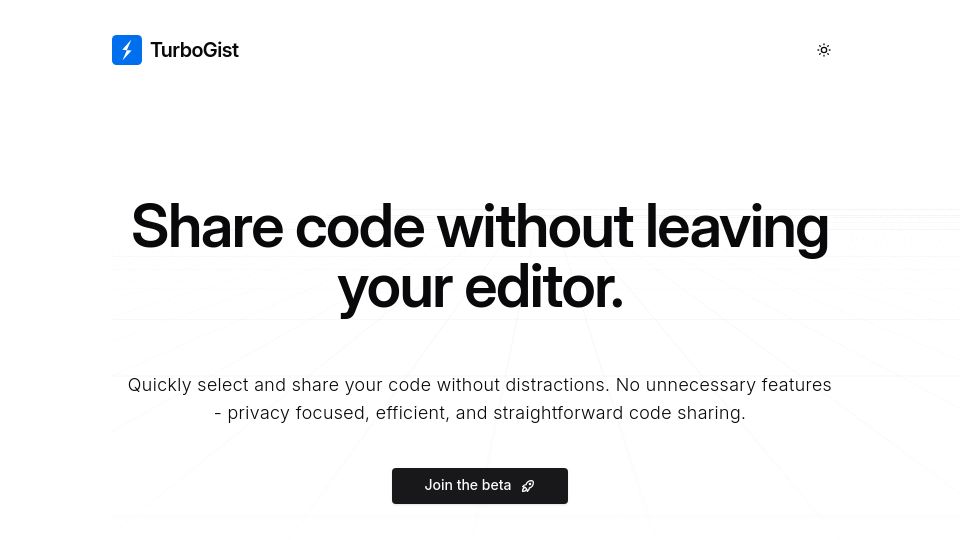Screenshot of turbogist.dev: Show HN: I'm tired of sharing code using PasteBin and Slack, so I made this