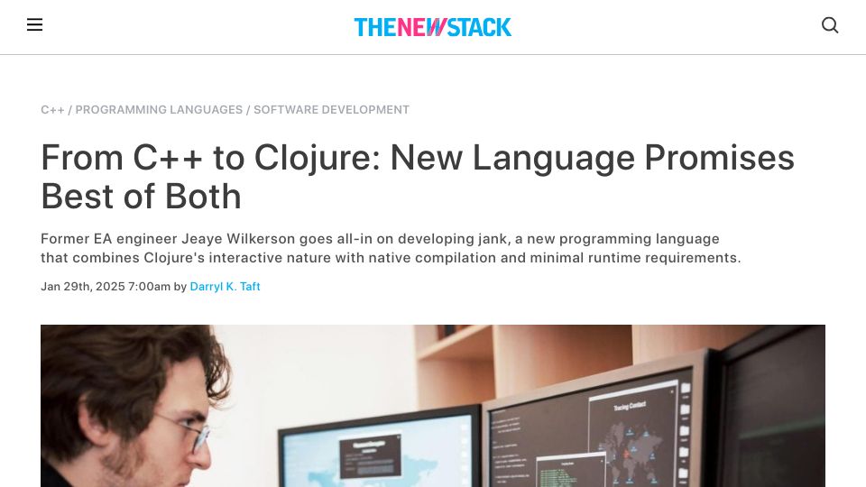 Screenshot of thenewstack.io: From C++ to Clojure: Jank language promises best of both